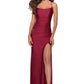 Sleek Mermaid ScoopNeck Sleeveless Satin Maxi Slit Prom Dress