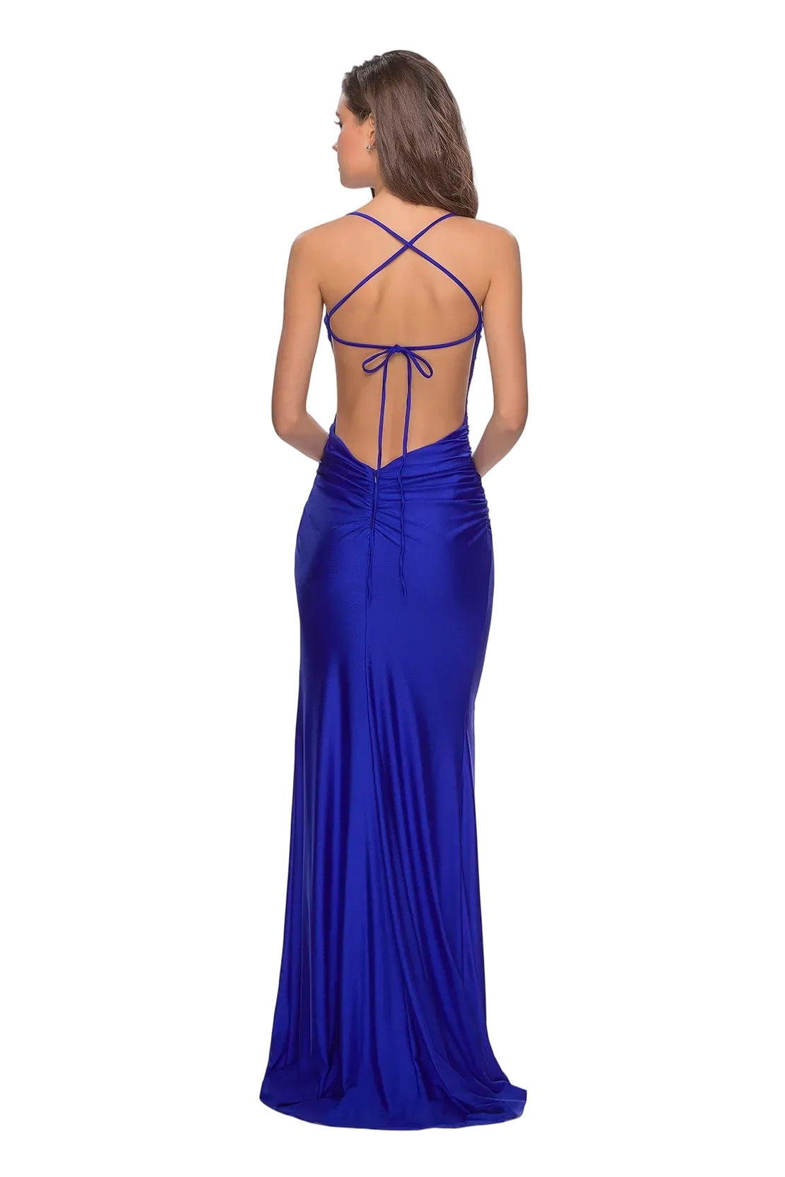 Sleek Mermaid ScoopNeck Sleeveless Satin Maxi Slit Prom Dress