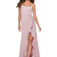 Sleek Mermaid SquareNeck Sleeveless Satin Maxi Ruffle Prom Dress