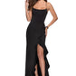 Sleek Mermaid SquareNeck Sleeveless Satin Maxi Ruffle Prom Dress