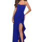 Sleek Mermaid SquareNeck Sleeveless Satin Maxi Ruffle Prom Dress