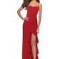 Sleek Mermaid SquareNeck Sleeveless Satin Maxi Ruffle Prom Dress