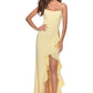 Sleek Mermaid SquareNeck Sleeveless Satin Maxi Ruffle Prom Dress