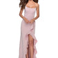 Sleek Mermaid SquareNeck Sleeveless Satin Maxi Ruffle Prom Dress