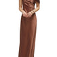 Sleek Column One Shoulder Off Sleeve Open Back Floor Evening Dress