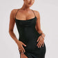 Sleeveless Backless Satin Maxi Prom Dress With High Slit And Lace-Up