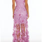 Slim Column V Spaghetti Strap Zip Back Sheer Maxi Prom Dress