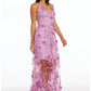 Slim Column V Spaghetti Strap Zip Back Sheer Maxi Prom Dress