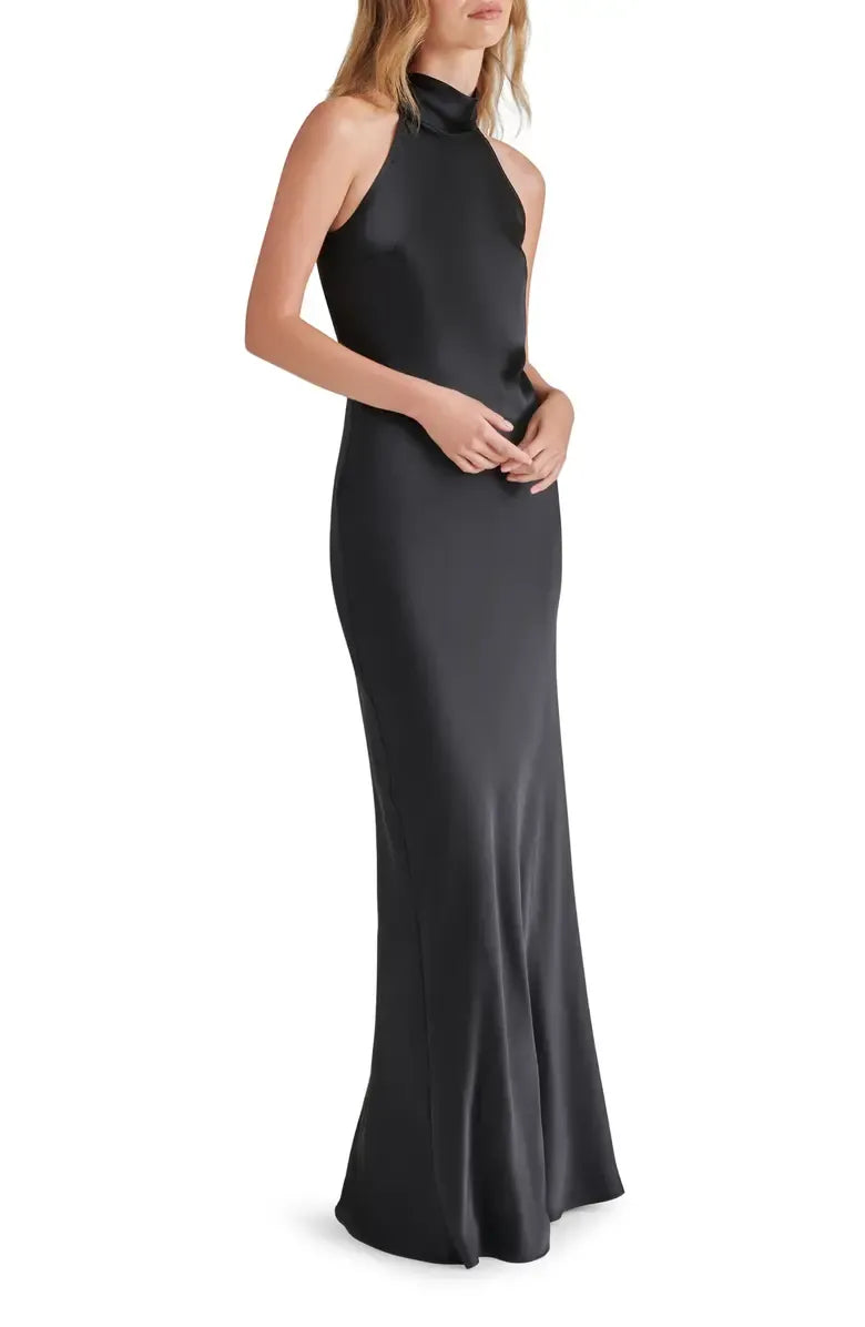 Slim Mermaid Halter Sleeveless Tie Back Floor Evening Dress