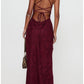 Slim Mermaid Square Spaghetti Strap Crisscross Lace Up Floor Evening Dress
