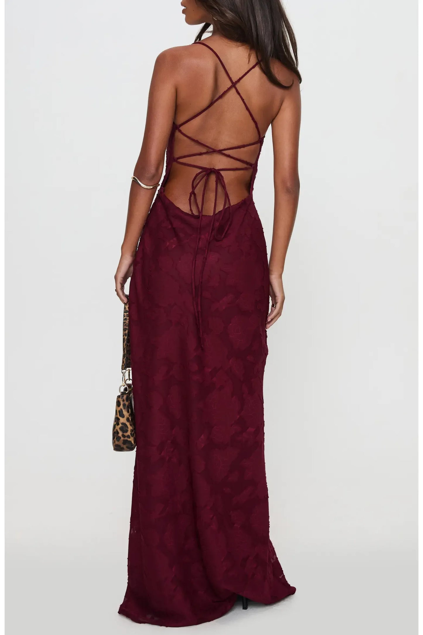 Slim Mermaid Square Spaghetti Strap Crisscross Lace Up Floor Evening Dress