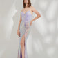 Sparkling Mermaid Sweetheart Spaghetti Straps Sequin Maxi Dress with Lace-Up Back and Slit