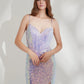 Sparkling Mermaid Sweetheart Spaghetti Straps Sequin Maxi Dress with Lace-Up Back and Slit