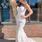 Strapless Sweetheart 3D Floral Lace Corset Mermaid High Slit Evening Gown