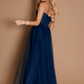 Stunning A-Line Strapless Sleeveless Satin-Tulle Floor-Length Corset-Back Formal Prom Dress