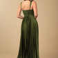 Stunning A-Line Sweetheart Sleeveless Satin Floor-Length Pleated Corset-Back Wedding Guest Dress