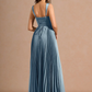 Stunning A-Line Sweetheart Sleeveless Satin Floor-Length Pleated Corset-Back Wedding Guest Dress