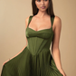 Stunning A-Line Sweetheart Sleeveless Satin Floor-Length Pleated Corset-Back Wedding Guest Dress