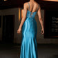 Stunning Mermaid Sweetheart Spaghetti-Strap Satin Floor-Length Corset Slit Prom Dress