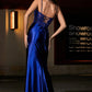 Stunning Mermaid Sweetheart Spaghetti-Strap Satin Floor-Length Corset Slit Prom Dress