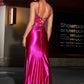 Stunning Mermaid Sweetheart Spaghetti-Strap Satin Floor-Length Corset Slit Prom Dress