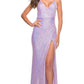Stunning Mermaid V-Neck Sleeveless Sequin Floor-Length Lace-Up Slit Prom Dress