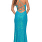 Stunning Mermaid V-Neck Sleeveless Sequin Floor-Length Lace-Up Slit Prom Dress