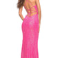 Stunning Mermaid V-Neck Sleeveless Sequin Floor-Length Lace-Up Slit Prom Dress