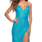 Stunning Mermaid V-Neck Sleeveless Sequin Floor-Length Lace-Up Slit Prom Dress