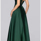Voluminous A-line Strapless Lace Trim Lace Up Pocket Floor Prom Dress