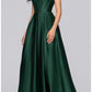 Voluminous A-line Strapless Lace Trim Lace Up Pocket Floor Prom Dress