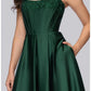 Voluminous A-line Strapless Lace Trim Lace Up Pocket Floor Prom Dress