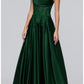 Voluminous A-line Fold V Spaghetti Strap Lace Up Pocket Floor Prom Dress