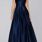 Voluminous A-line Twist Spaghetti Strap Lace Up Pocket Floor Prom Dress