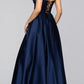 Voluminous A-line Twist Spaghetti Strap Lace Up Pocket Floor Prom Dress
