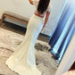 White Two Piece Mermaid Prom Dress with Pink Floral Lace Crop Top & Short Sleeves