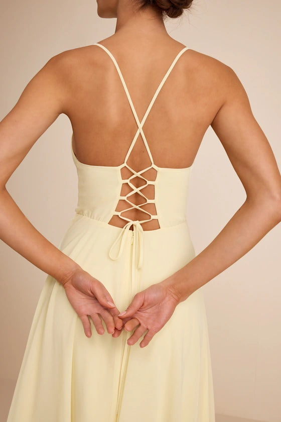 Elegant A-Line Cowl Neck Sleeveless Chiffon Maxi Wedding Guest Dress With Slit