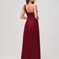 Elegant A-Line One Shoulder Sleeveless Chiffon Maxi Bridesmaids Dress With Slit