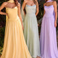 Elegant A-Line Strapless Sleeveless Chiffon Floor-Length Scarf-Accent Lace-Up Bridesmaid Dress