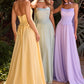 Elegant A-Line Strapless Sleeveless Chiffon Floor-Length Scarf-Accent Lace-Up Bridesmaid Dress