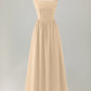 Elegant A-line Sweetheart Sleeveless Chiffon Maxi Wedding Guest Dress With Crisscross Back Detail