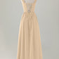 Elegant A-line Sweetheart Sleeveless Chiffon Maxi Wedding Guest Dress With Crisscross Back Detail
