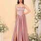 Elegant A-Line Sweetheart Sleeveless Satin Long Slit Lace-Up Bridesmaid Dressv