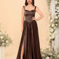 Elegant A-Line Sweetheart Sleeveless Satin Long Slit Lace-Up Bridesmaid Dressv