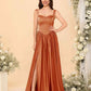 Elegant A-Line Sweetheart Sleeveless Satin Long Slit Lace-Up Bridesmaid Dressv