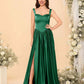 Elegant A-Line Sweetheart Sleeveless Satin Long Slit Lace-Up Bridesmaid Dressv
