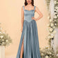 Elegant A-Line Sweetheart Sleeveless Satin Long Slit Lace-Up Bridesmaid Dressv