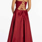 Elegant A-Line V-Neck Spaghetti-Strap Satin Long Lace Beaded Lace-Up Prom Dress