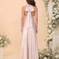 Elegant Mermaid Halter Sleeveless Satin Long Bow-Back Bridesmaid Dress