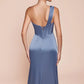 Elegant Mermaid Off-Shoulder Short-Sleeve Satin Floor-Length High-Slit Lace-Up Evening Dress